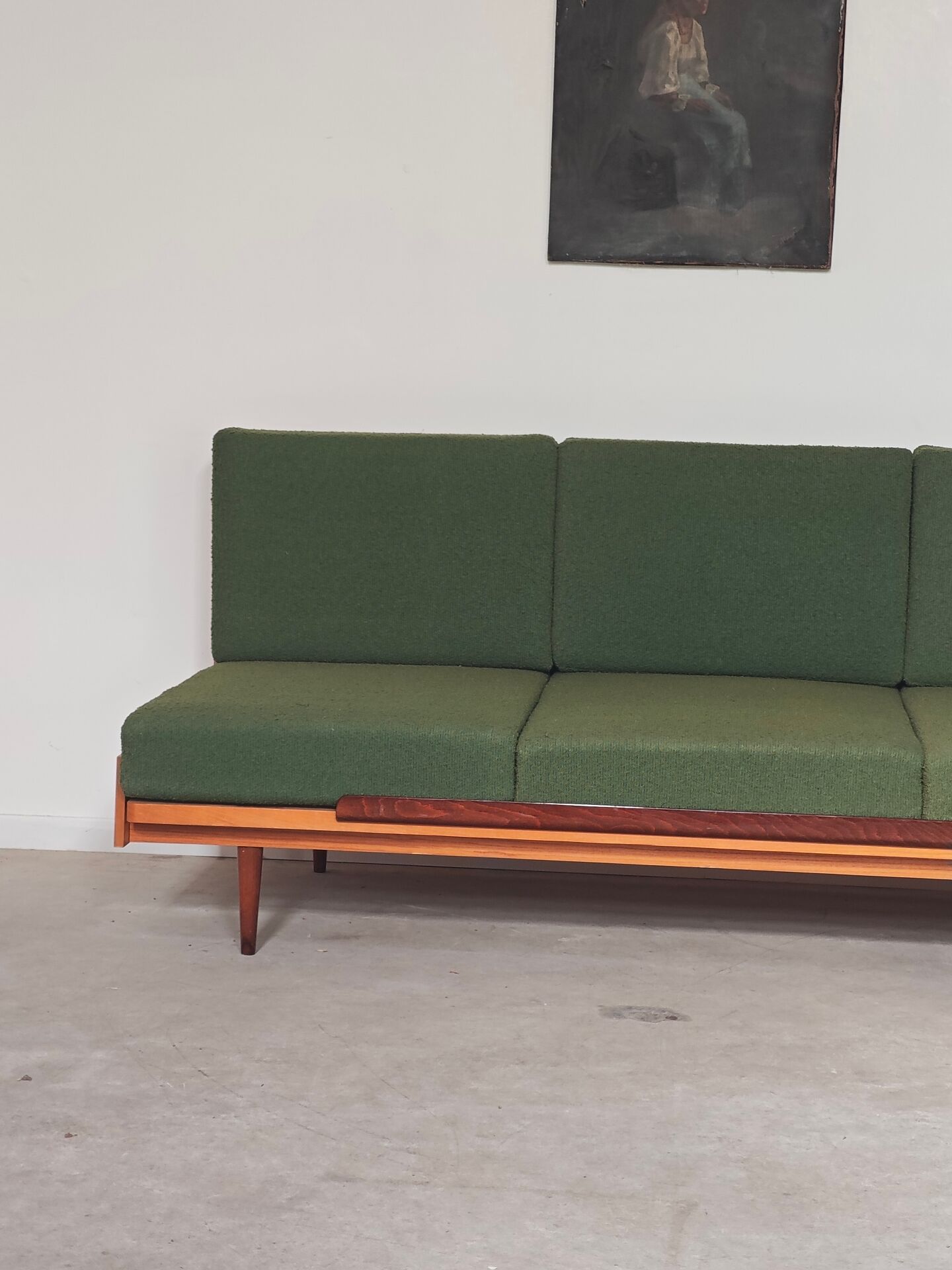 Green folding bench sofa by UP Zavody 1970