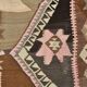 140x380Cm Brown & Grey Kilim Rug, Handmade Wool Area Rug, Stair Rug,