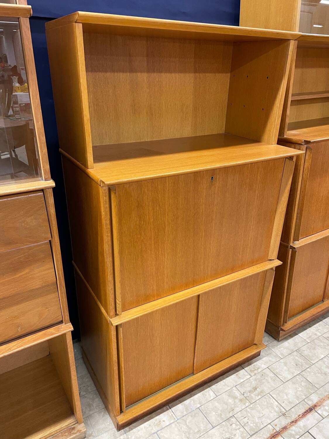 Oscar vintage secretary bookcase, 50/60 cm thick, modular