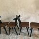 Set of 4 vintage brutalist chairs in beech 1960's