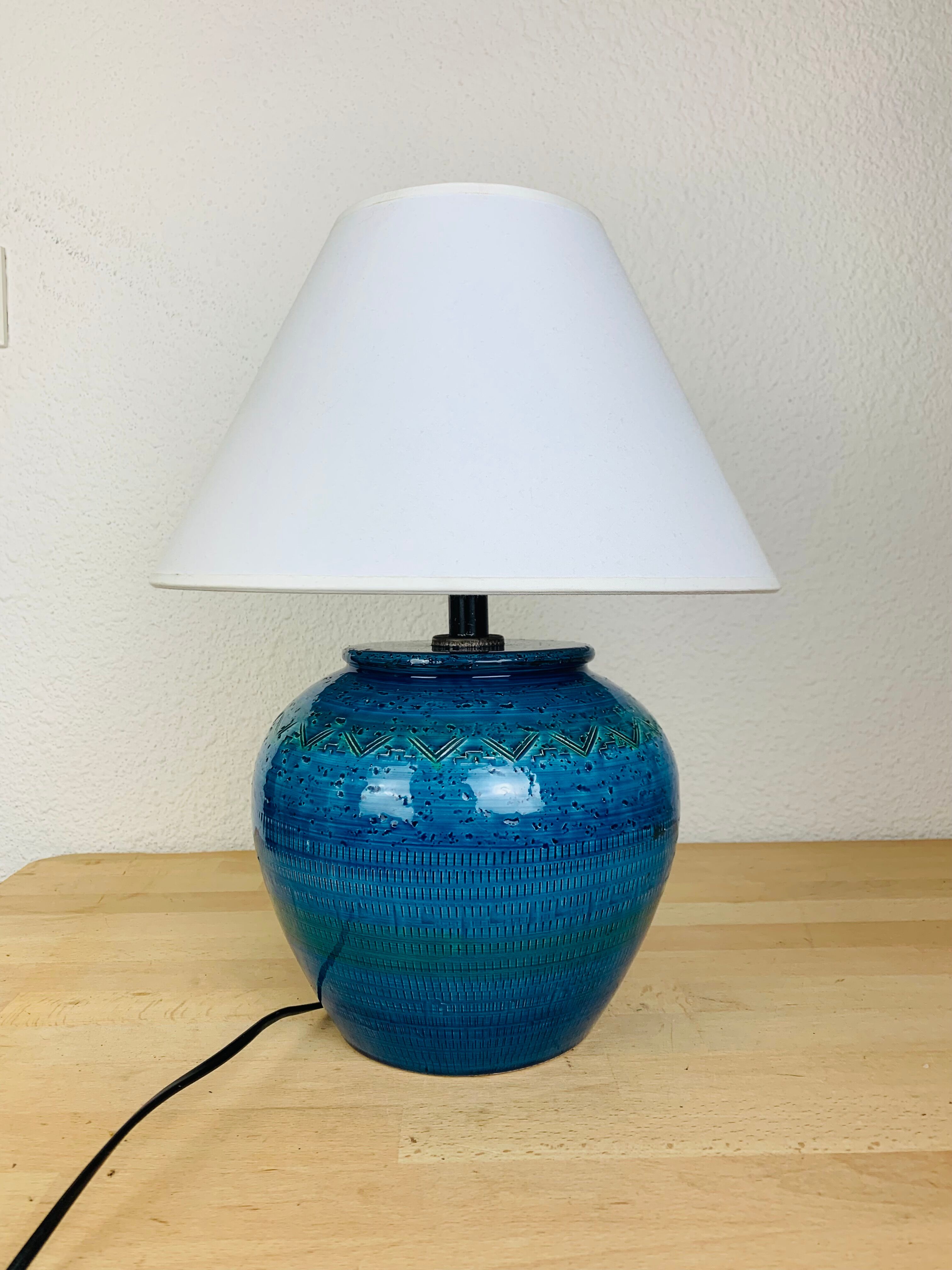 Lamp Aldo Londi Rimini, blue ceramic