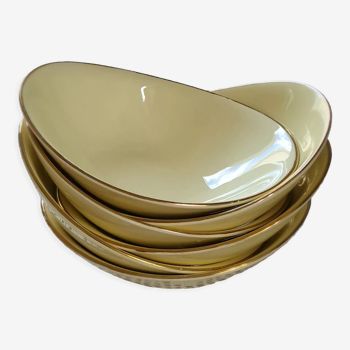 Set of 6 oval yellow hollow plates Salins model Tivoli