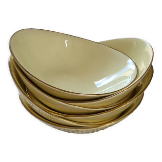 Set of 6 oval yellow hollow plates Salins model Tivoli