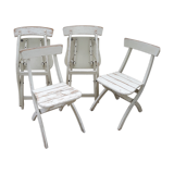 Lot of 4 folding chairs in shabby wood