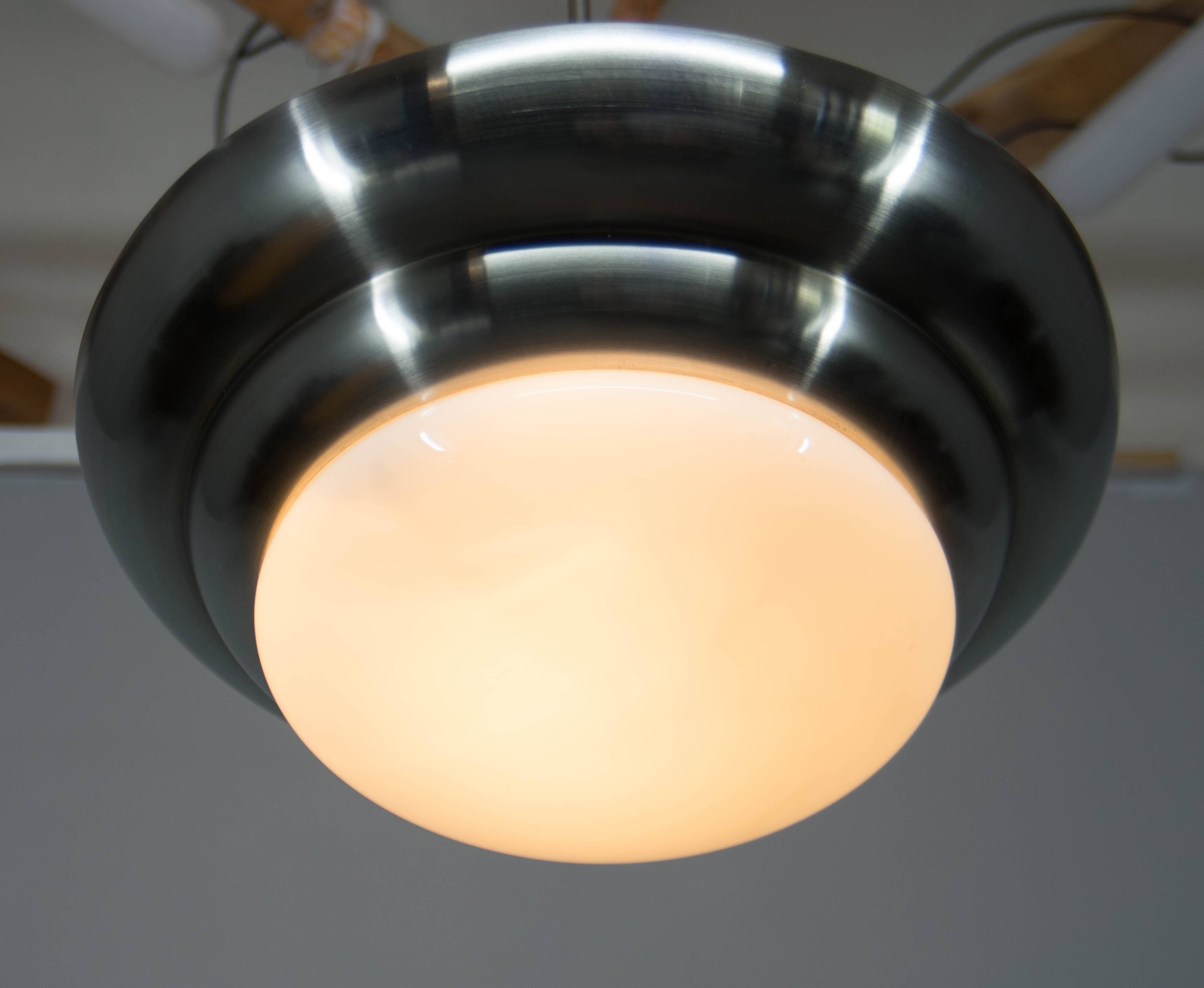 Rare Franta Anýž Nickel Chandelier, 1930s, Restored
