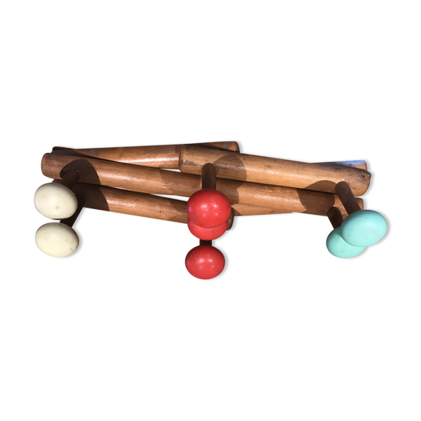 Portemanteau en bois vintage coloré