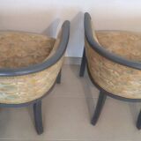 Pair of Rosello Art Deco barrel armchairs