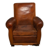 Club armchair vintage leather year 50 patinated