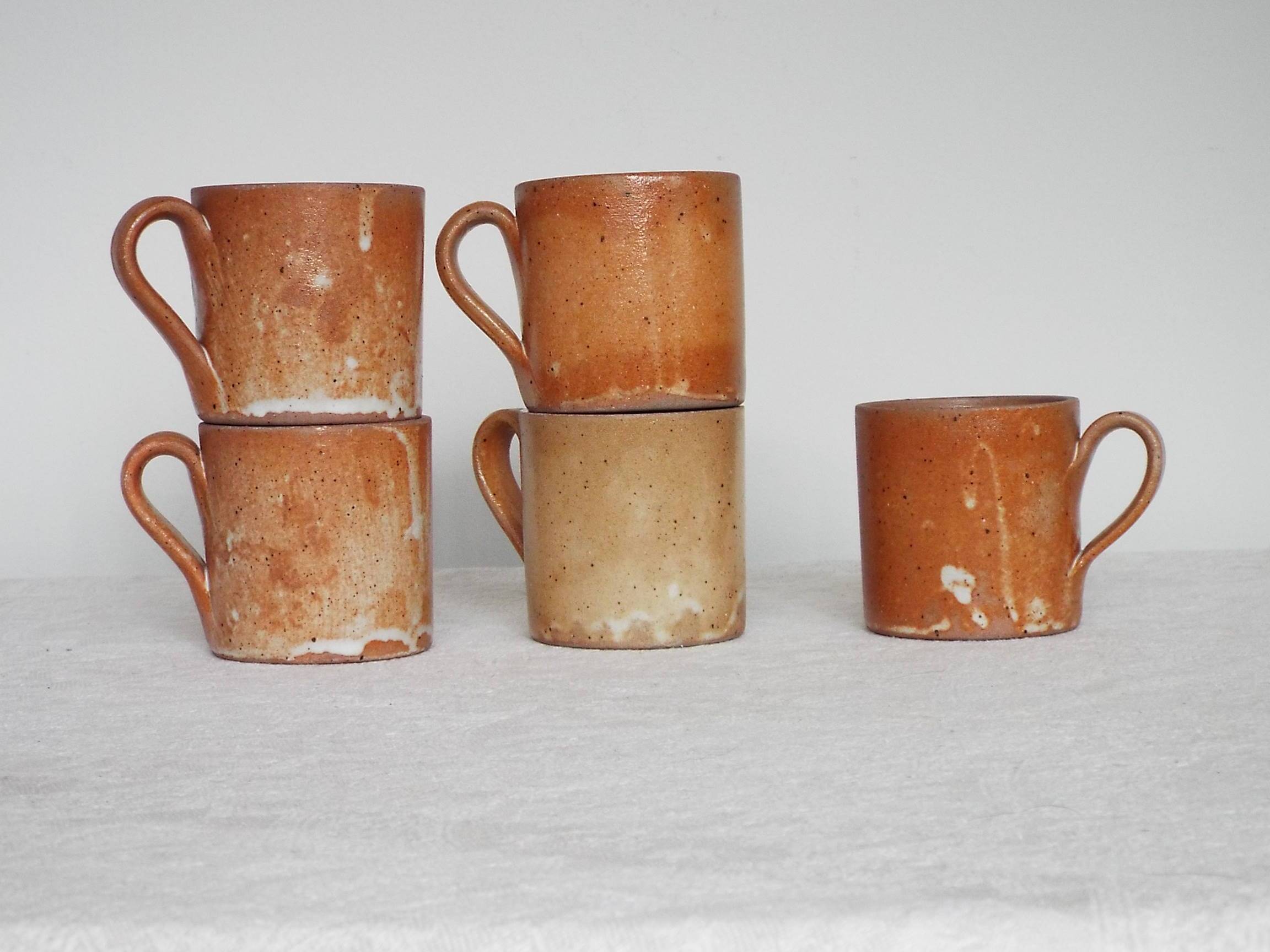 5 70s stoneware cups