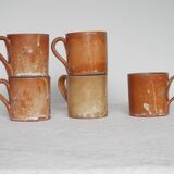 5 tasses en grès années 70