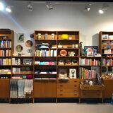 Danish large modular teak shelving unit bookcase, 70s