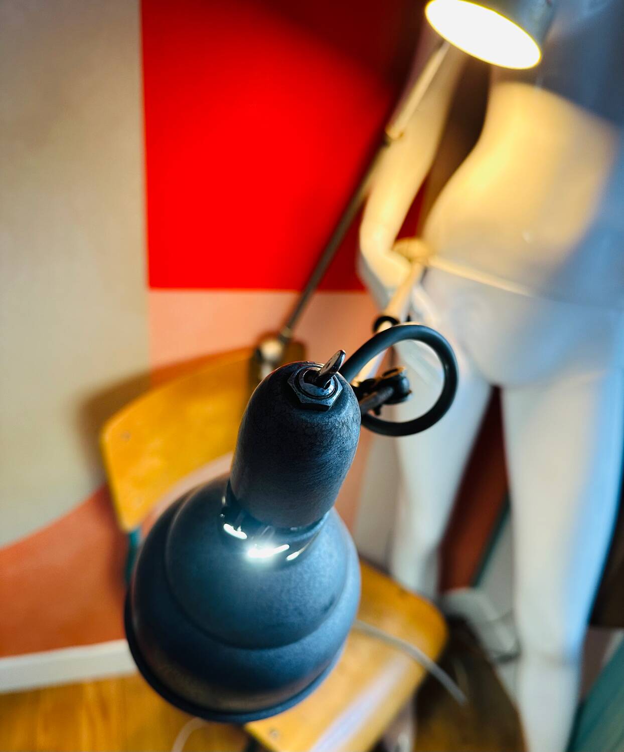Pair of articulated industrial lamps 1950