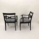 Art Deco Armchairs in Black Lacquer and Black-Creme Fabric, 1925