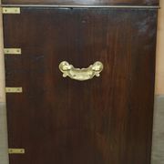 Victorian antique leather Davenport campaign desk with brass gallery.