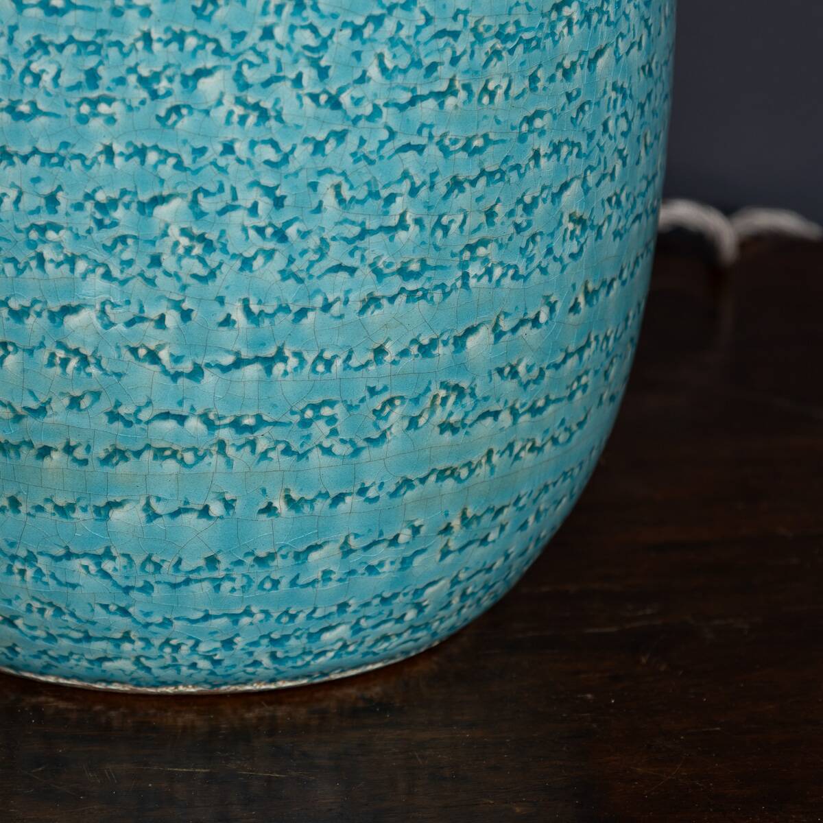 Paire de lampes de table en céramique bleue vintage française des années 1970