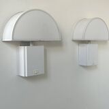 Pair of vintage Olympe Guzzini wall lights, metal and Perspex, Italy 1970
