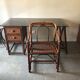 Bamboo desk and armchair, rattan 70s/80s
