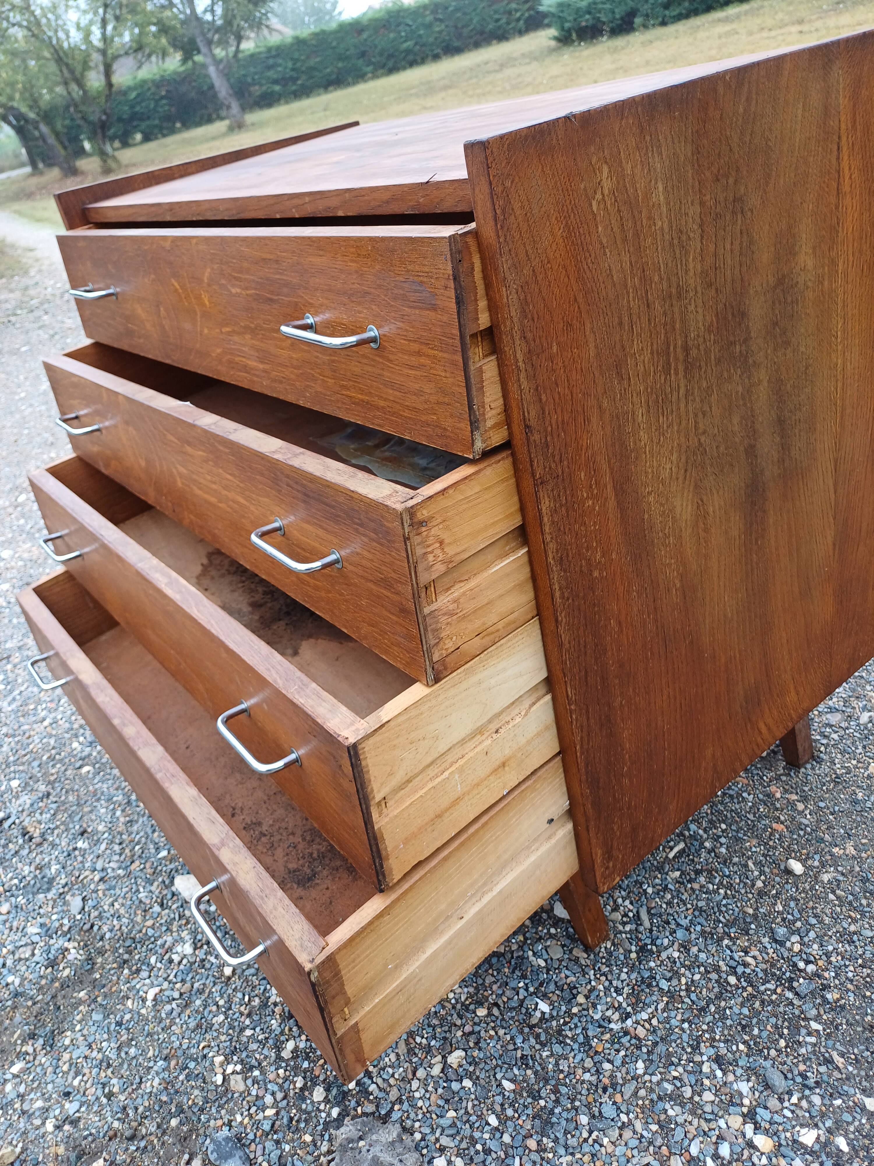 Vintage 50s Chest of Drawers with Compass Legs
