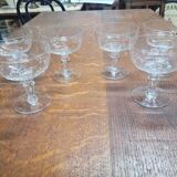 6 old champagne glasses