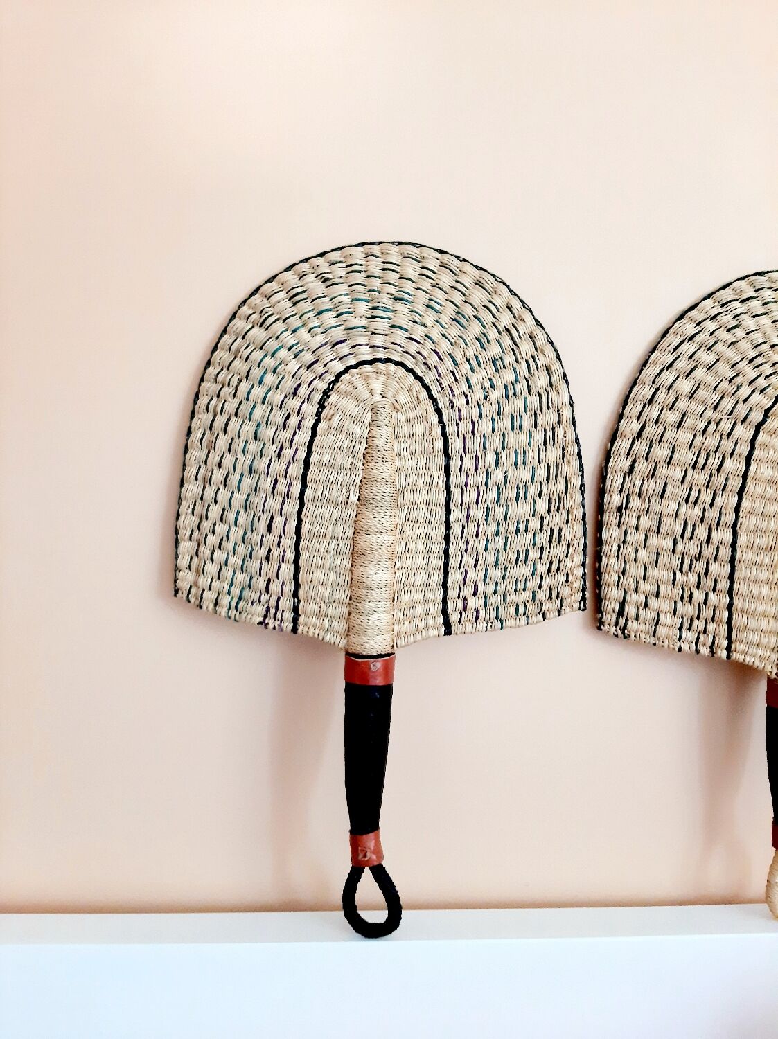 Set of 2 Bolga fans, African wall decor