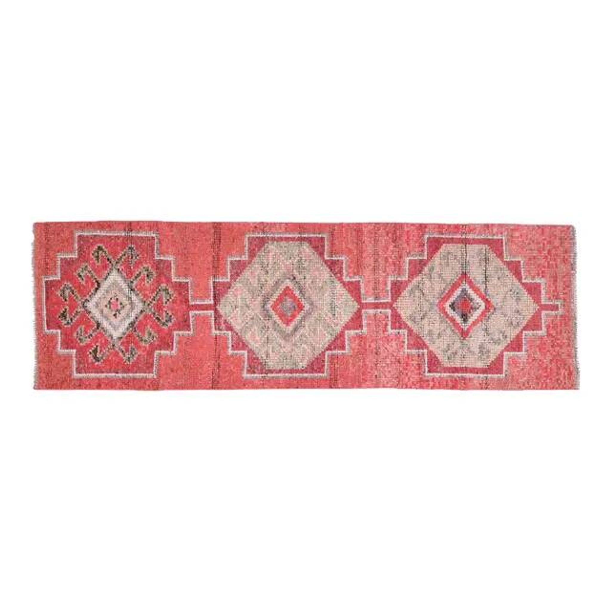 1970s Pink Turkish Handmade Vintage Oushak Wool Runner 84x269