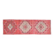 1970s Pink Turkish Handmade Vintage Oushak Wool Runner 84x269