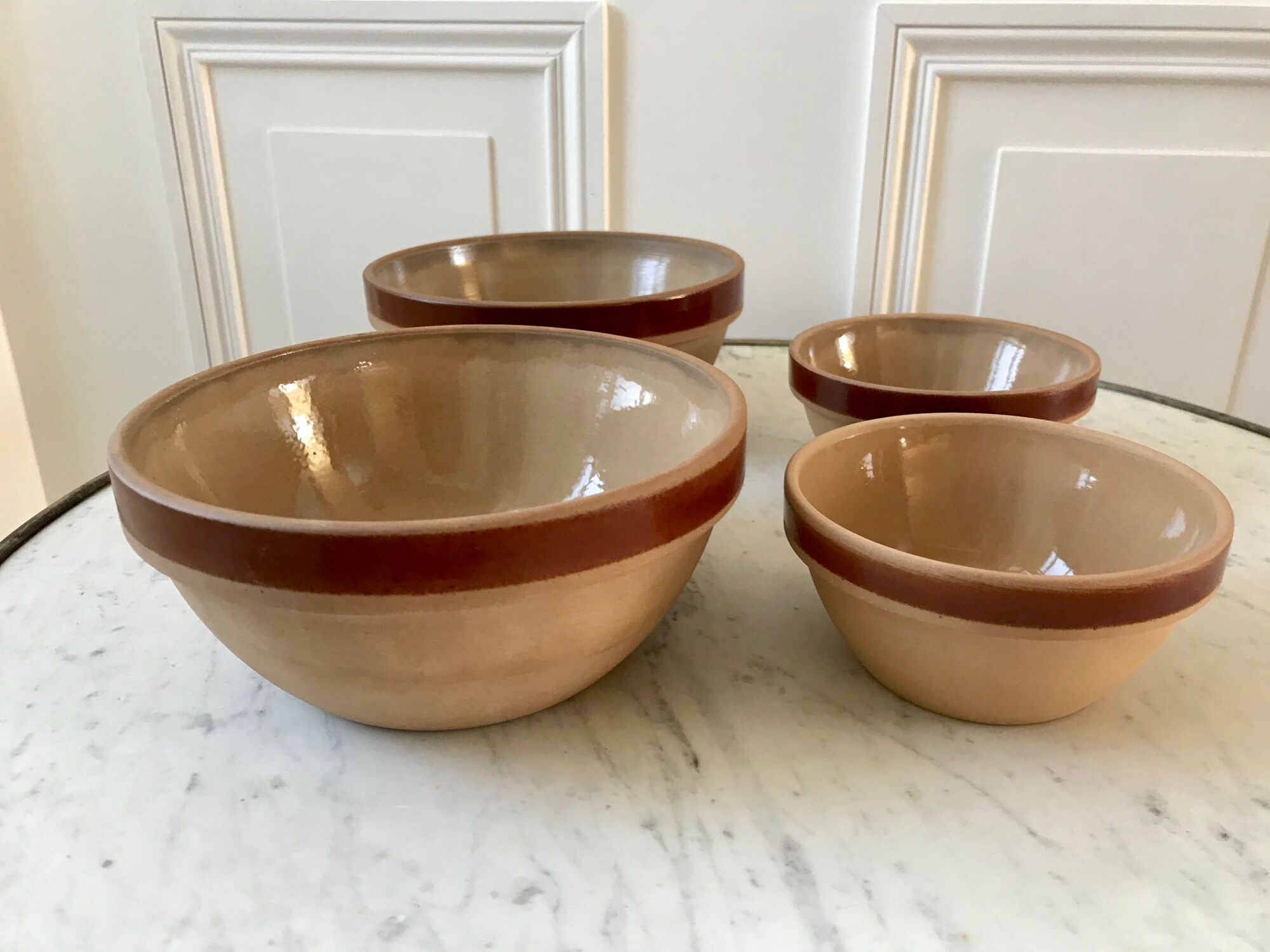 Duos of salad bowls in Gien sandstone 70s made in France
