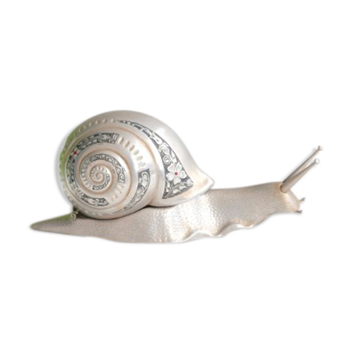 Boîte escargot en métal, socle en marbre, années 50