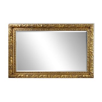 Large French Rustic Baroque Oak Wall Mirror, circa 1850