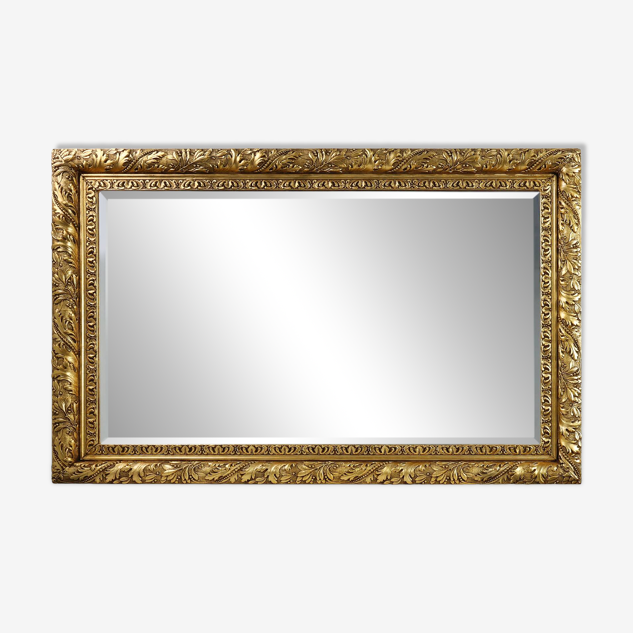 Grand miroir mural en chêne baroque rustique français, vers 1850