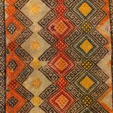 Vintage Turkish Mini Kilim 88x50 cm Wool Small Kelim Runner, shabby Chic