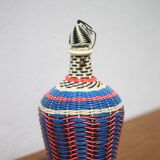 Braided wire bottle, plastic wire, scoubidou bottle, Viresa glass bottle