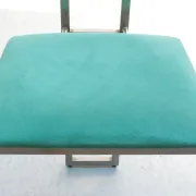 Pair of Memphis style Belgo Chrom chairs, steel and green velvet, 1980s