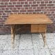 Vintage desk with 3 rattan drawers by Louis Sognot 1960