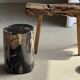 Black petrified wood side table with beige side H35 D24 - 3352