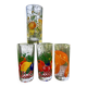 Vintage set of 4 fruit-decorated orangeade glasses.