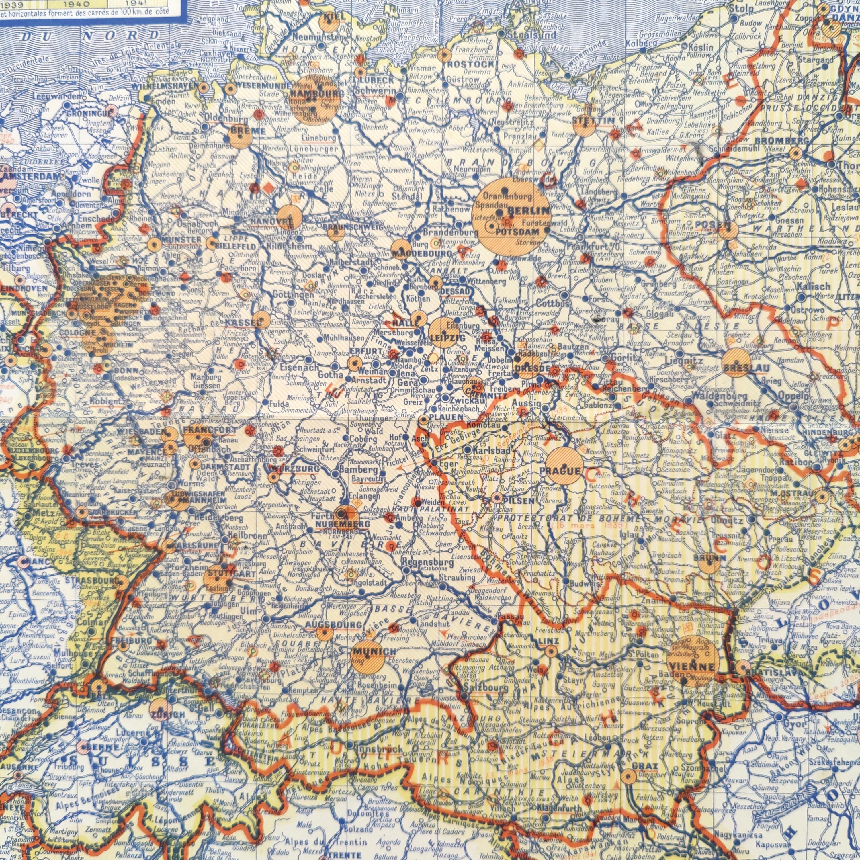 Map Germany and Europe 40s