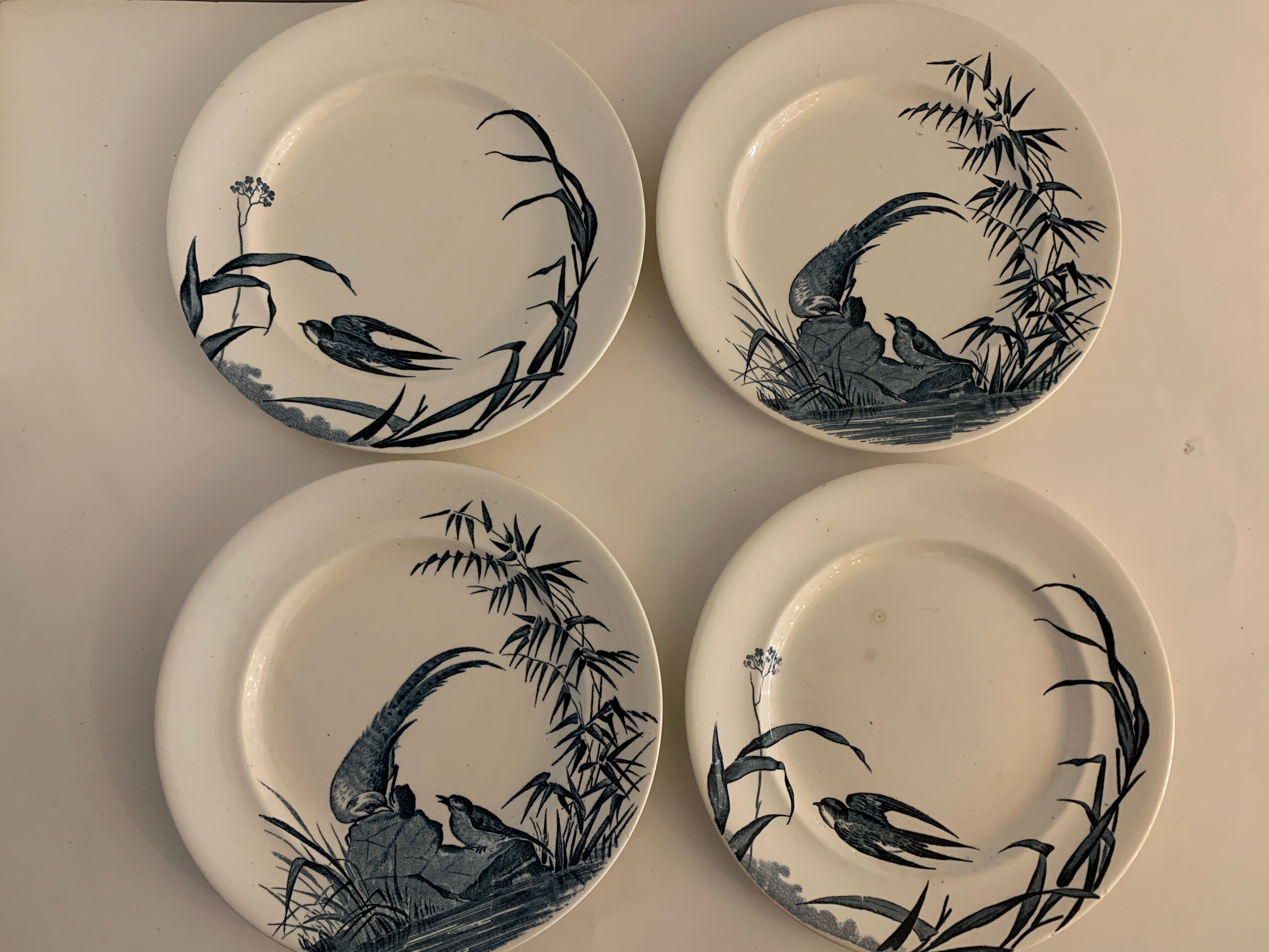 4 Japanese Longwy flat plates