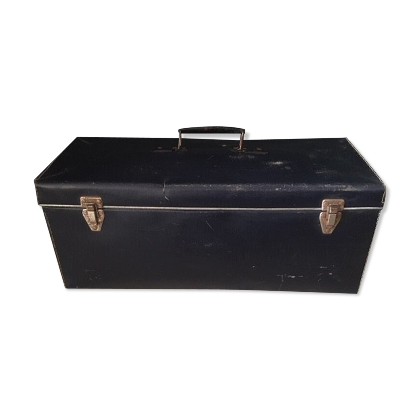 Valise ancienne parallélépipédique bleue