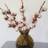 Amber green brown ball vase