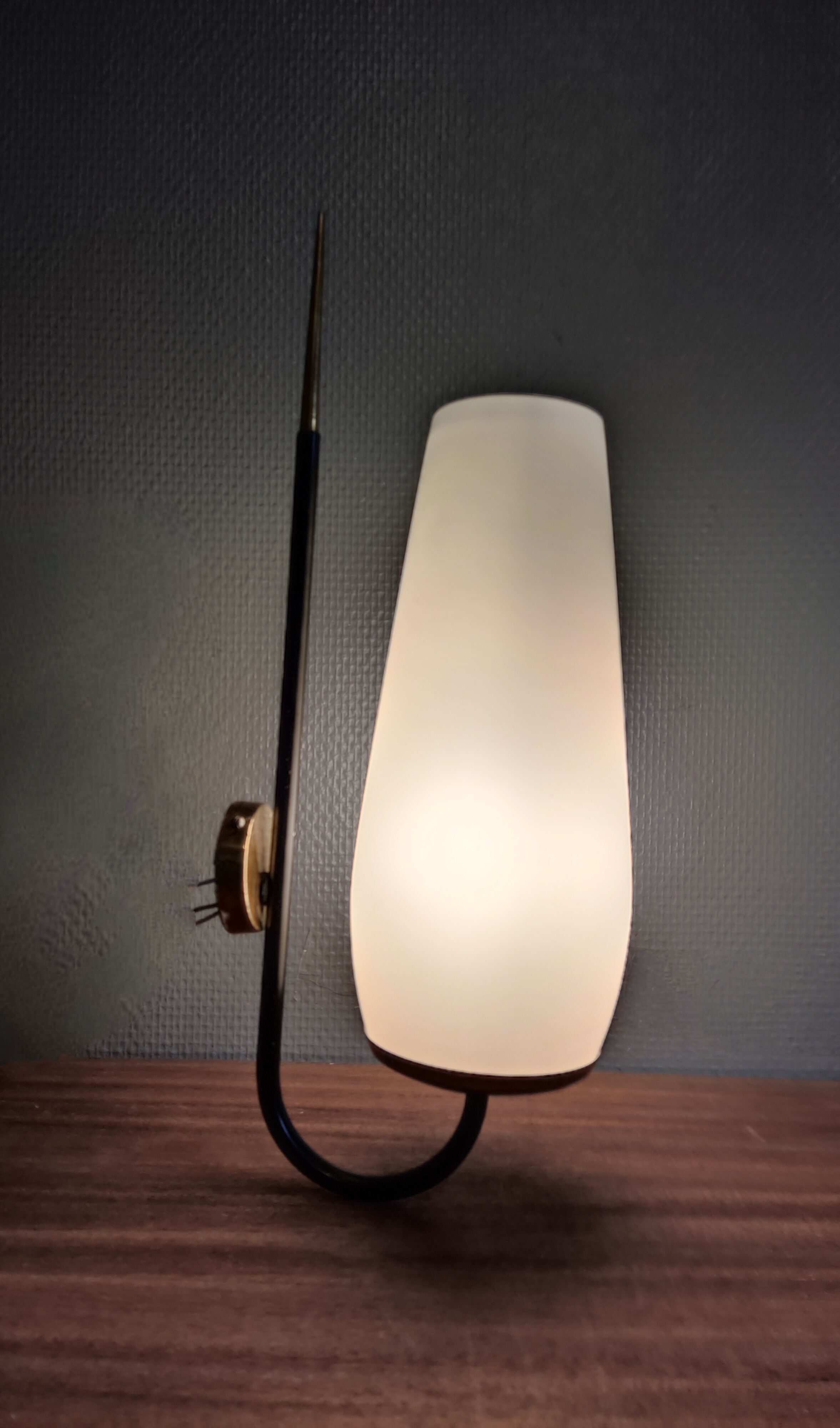 Brass and white opaline wall light