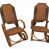 A pair of unique Art Deco rocking chairs, Poland, circa 1930.