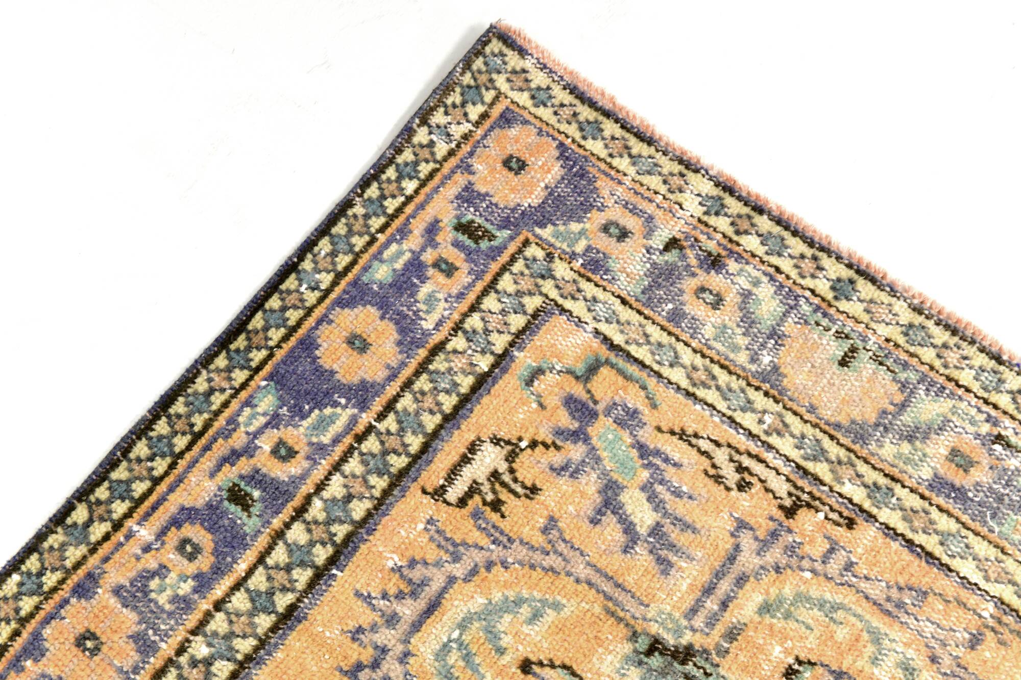 5x8 Mustard & Yellow Bordered Vintage Rug, 160x255Cm