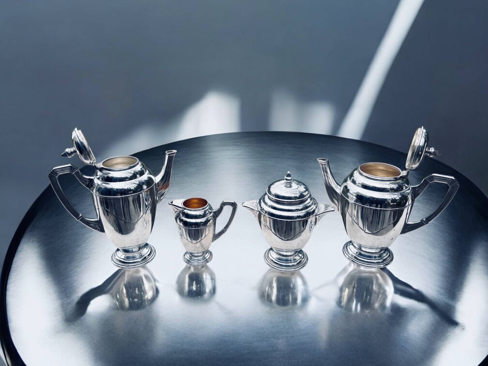 Art Deco Tea/Coffee Service Rodolphe Reysec (Silver Plated Metal)