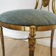 Vintage Paolo Buffa Brass Vanity Chair: Chiavari Style, Blue Fabric, 1950s