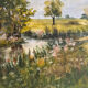 Peinture ancienne huile sur bois paysage verdoyant Joseph Guénard