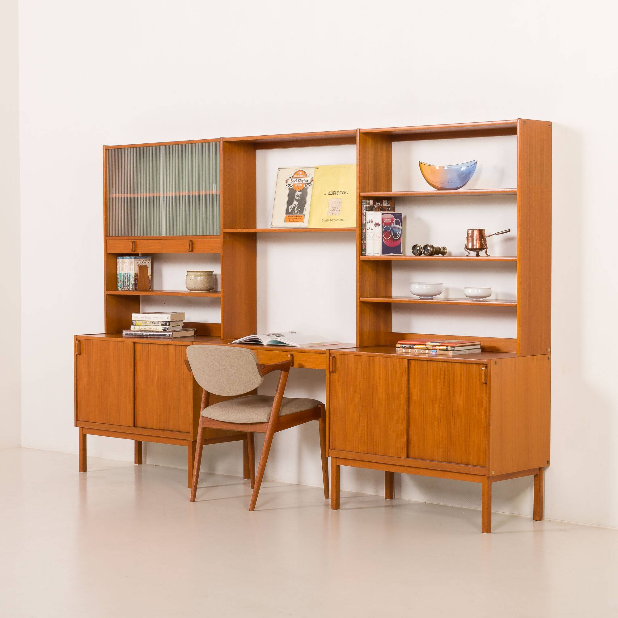 Free standing wall unit with a desk by bertil fridhagen, sweden, 1960s