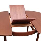 Table à manger ronde extensible teck scandinave vintage 1960