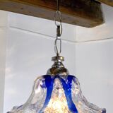 Flower chandelier Murano Mazzega, blue glass, Italy, 1970