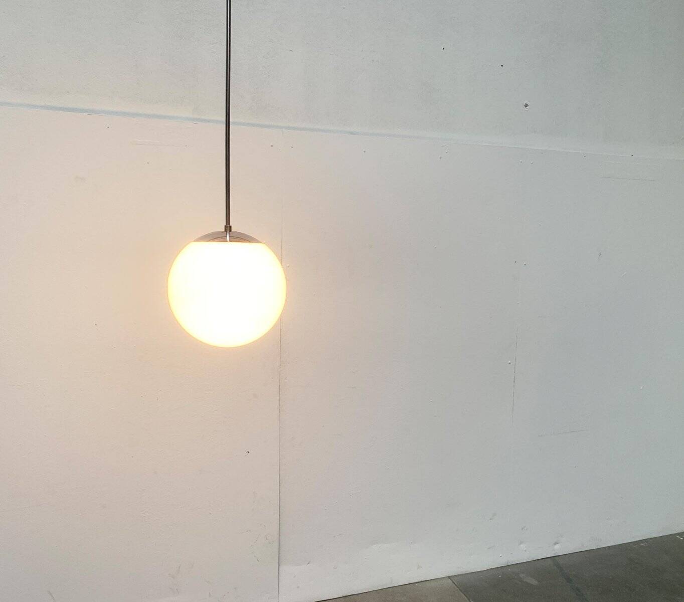 Mid-Century German Glass and Metal Ball Pendant
